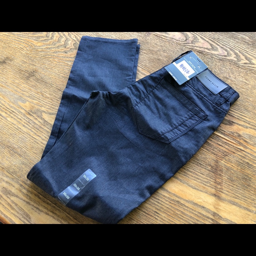 Perry Ellis Very Slim Flex Pants (Dark Indigo)